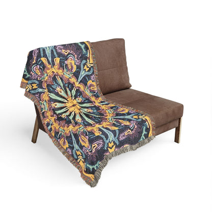 Bohemian Mosaic Woven Blanket — Vintage Tile Medallion Throw