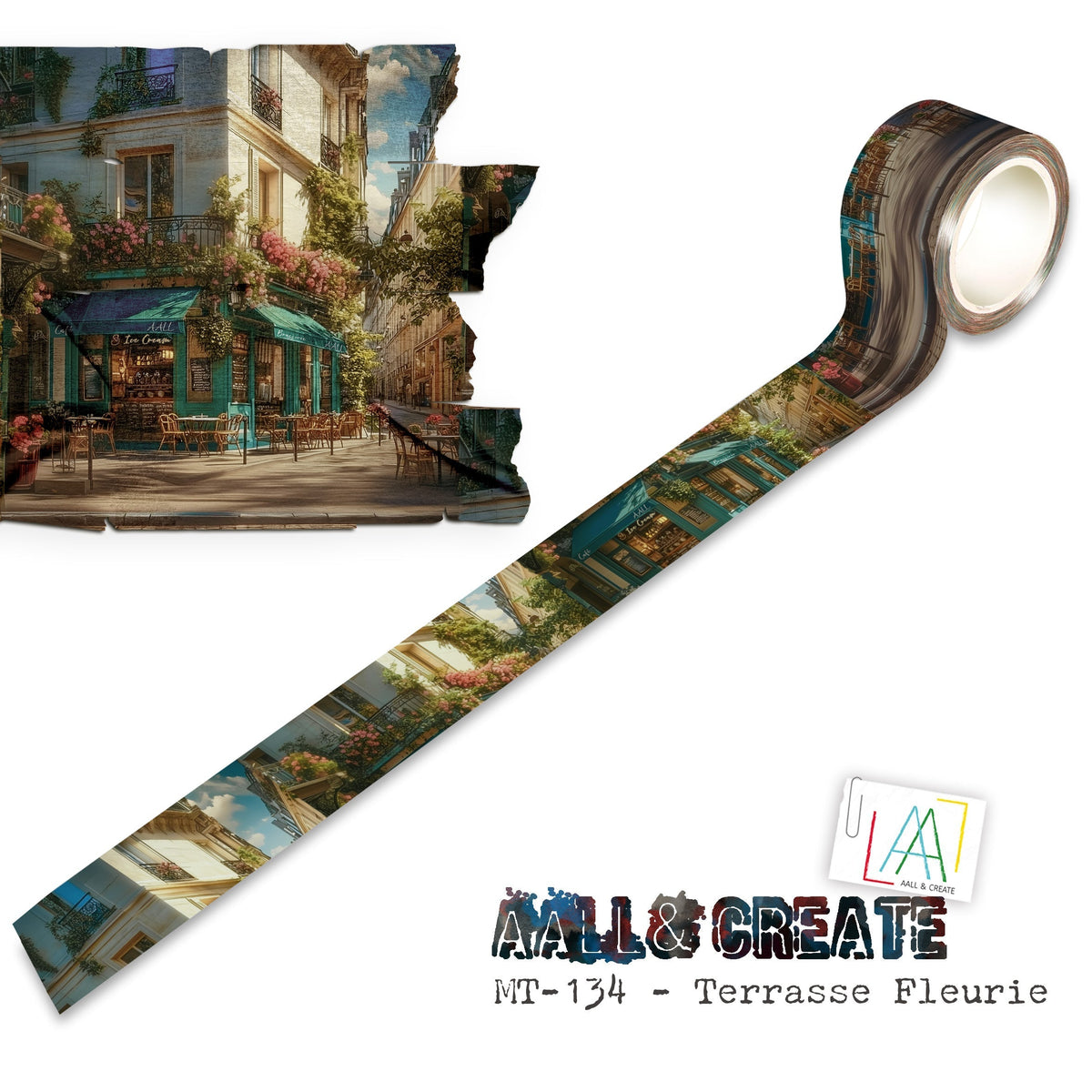 AALL and Create - Rouleau de masking tape 25 mm x 10 m - Terrasse Fleurie (Layer-It-Up !)