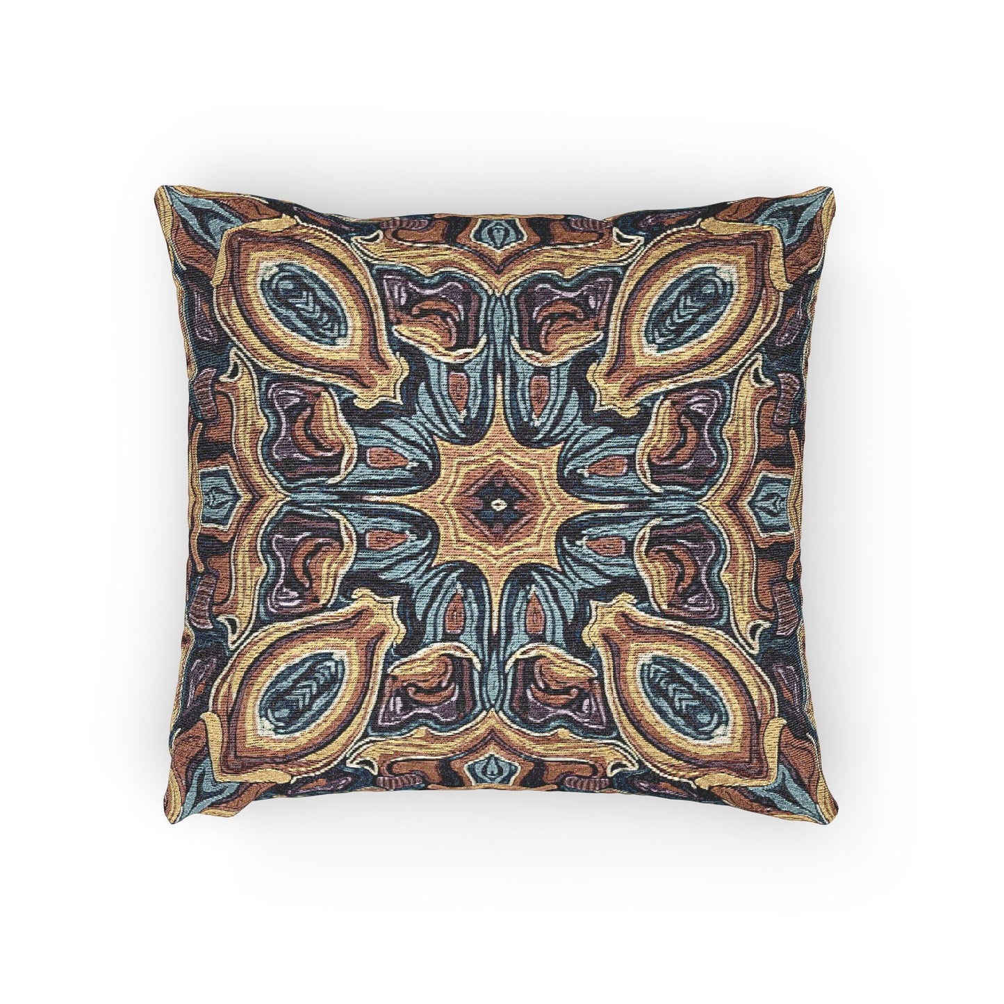 Bohemian Woven Pillow – Mosaic Medallion Decorative Throw Cushion