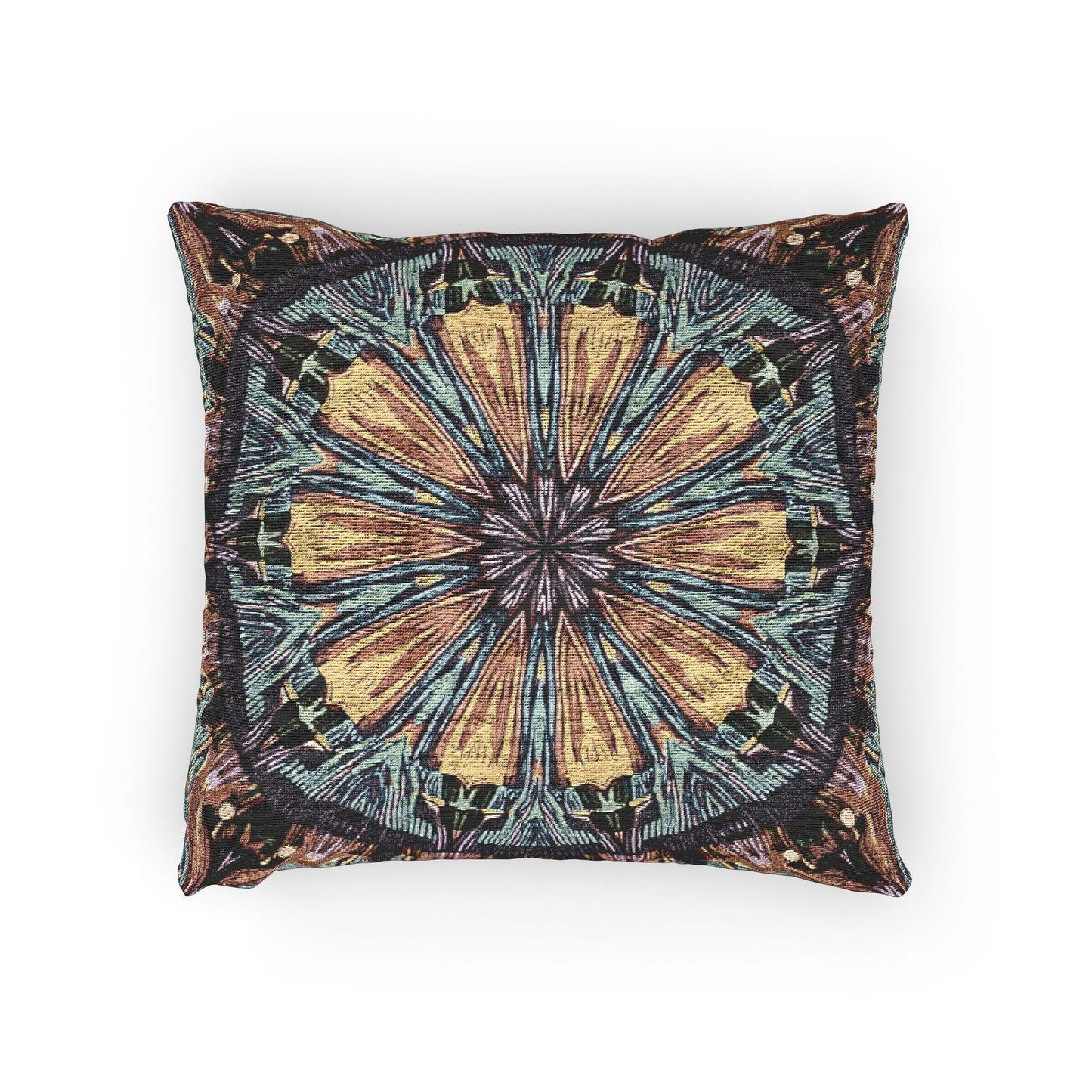 Geometric Mandala Woven Pillow | Boho Tile Decorative Cushion
