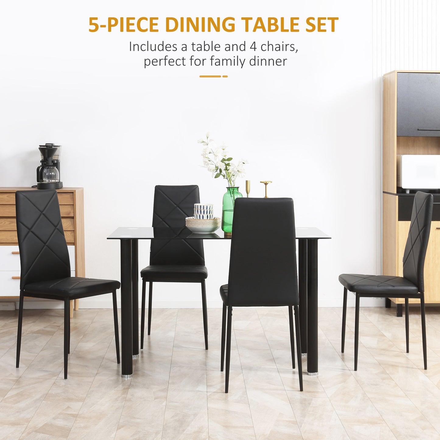 Ensemble de salle à manger compact Adam pour 4 personnes - Noir