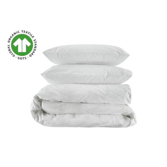 Housse de couette et taies d'oreiller en percale de coton bio essentielle