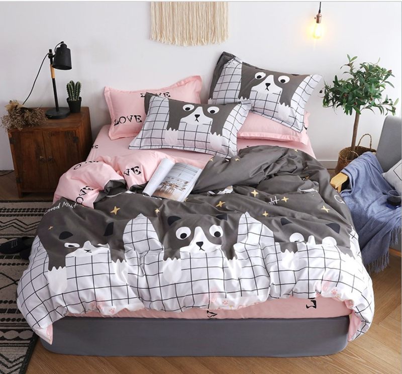 4-Piece Diamond Velvet Bedding Set – Geometric Pattern Duvet Cover & Sheet Set
