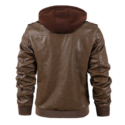 Men's Motorcycle-Style PU Leather Jacket