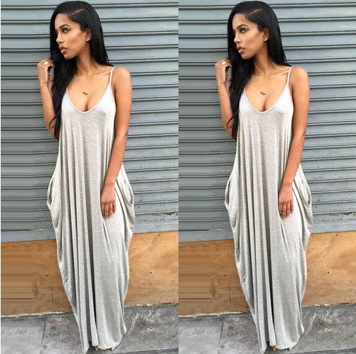 Robe longue d'été grande taille pour la plage, robe de station balnéaire avec poches