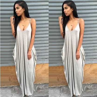 Robe longue d'été grande taille pour la plage, robe de station balnéaire avec poches