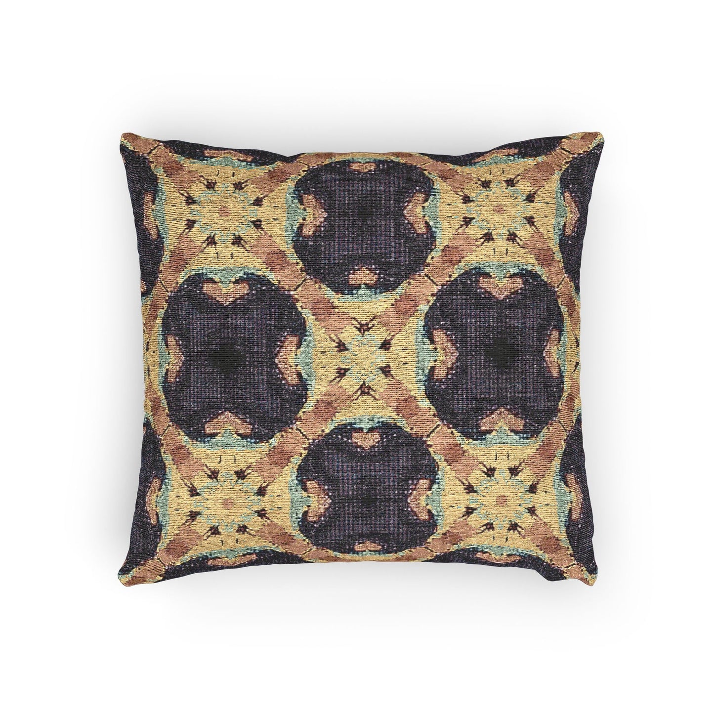 Geometric Mosaic Pattern Woven Pillow | Boho Tile Throw Cushion