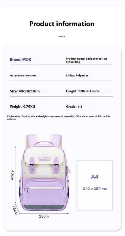 Lightweight Burden Alleviation Large Capacity Student Schoolbag