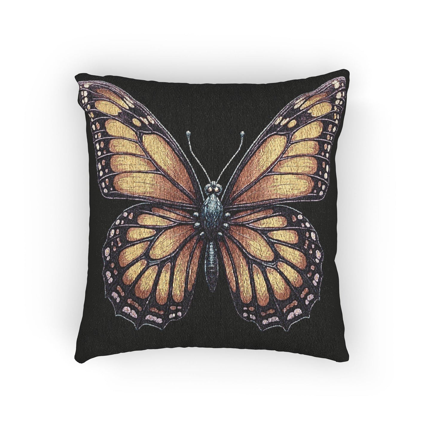 Monarch Butterfly Woven Pillow | Pixel Art Butterfly Throw Pillow