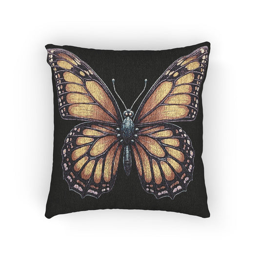 Monarch Butterfly Woven Pillow | Pixel Art Butterfly Throw Pillow