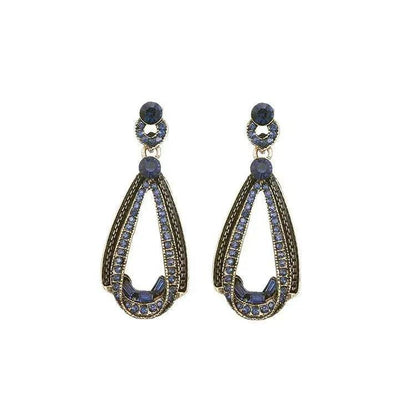 Retro Diamond Irregular Drop Silver Stud Earrings