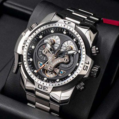 REEF TIGER Designer Sport Mens Watch Rose Gold Date Day Complicated Mechanical Bracelet Watch RGA3503