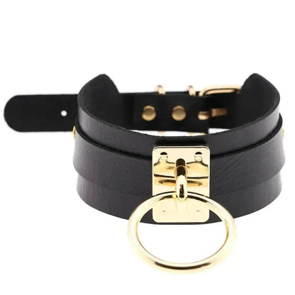 Gothic Punk Wide PU Leather O Ring BDSM Collar Choker Necklace Women Bondage Collar