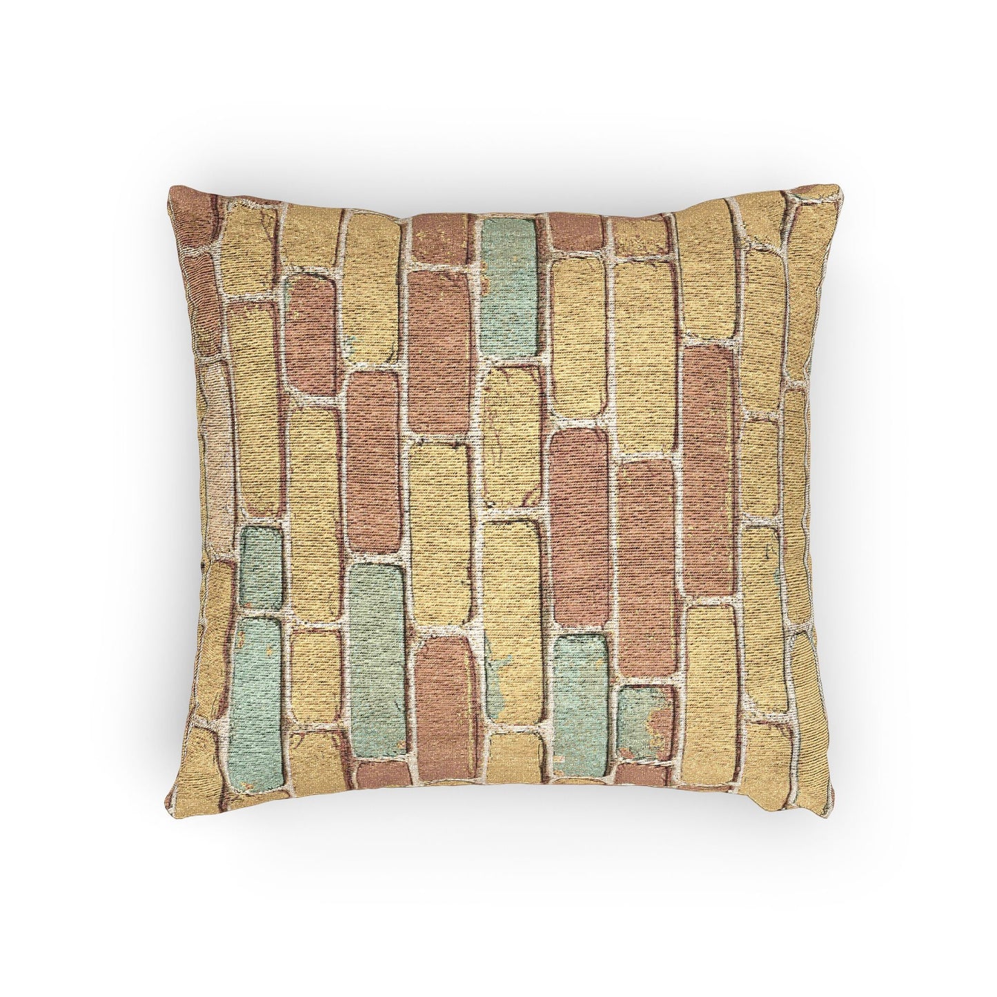 Pastel Brick Pattern Woven Pillow | Rustic Geometric Throw Pillow