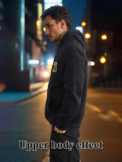 Fashionable Solid Color Long Sleeved Printed Unisex Hoodie
