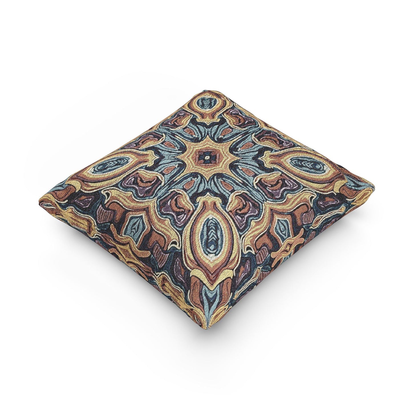 Bohemian Woven Pillow – Mosaic Medallion Decorative Throw Cushion