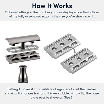 Rockwell 2C Adjustable DE Safety Razor - White Chrome (2 Settings)