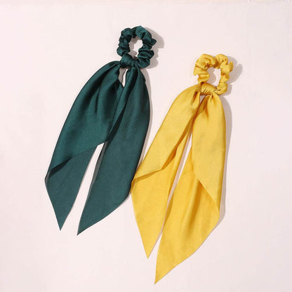 Cute Hair Silk Bow Scrunchie Vintage Satin Scarf Scrunchie