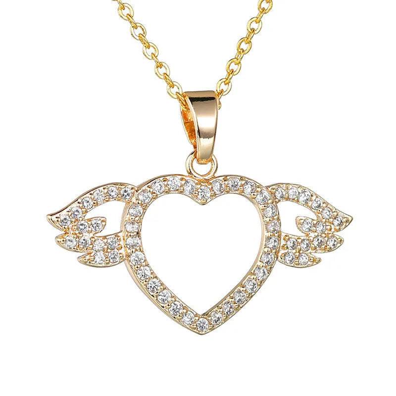 Femmes Mode Ange amour pendentif Collier Or Argent