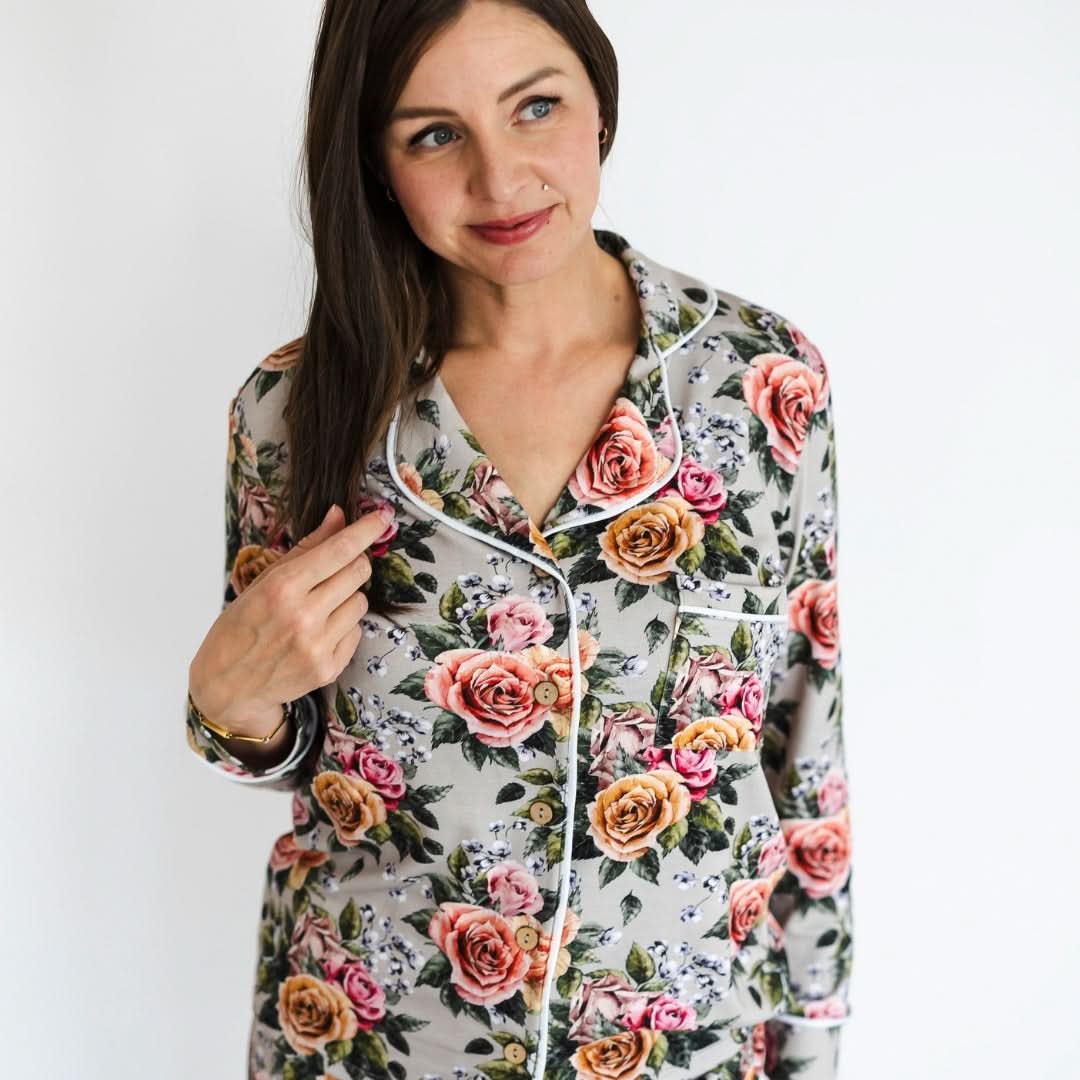 Ladies’ Bamboo Long Sleeve Button-Up Lounge Set | Antique Floral