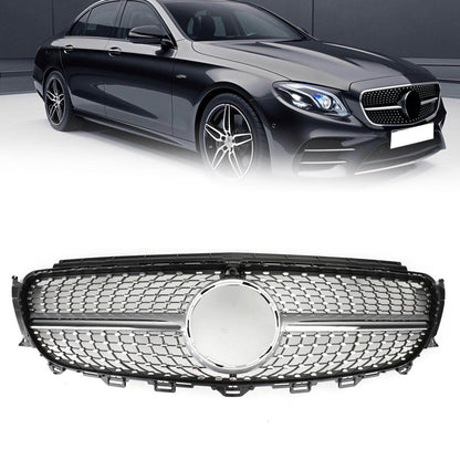 Diamond Silver Edge Front Grille For 2016 To 2019 Mercedes-Benz W213 E300 E400