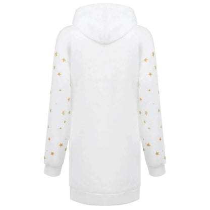 Christmas hot sale printed mid-length pocket hooded long-sleeved sweater