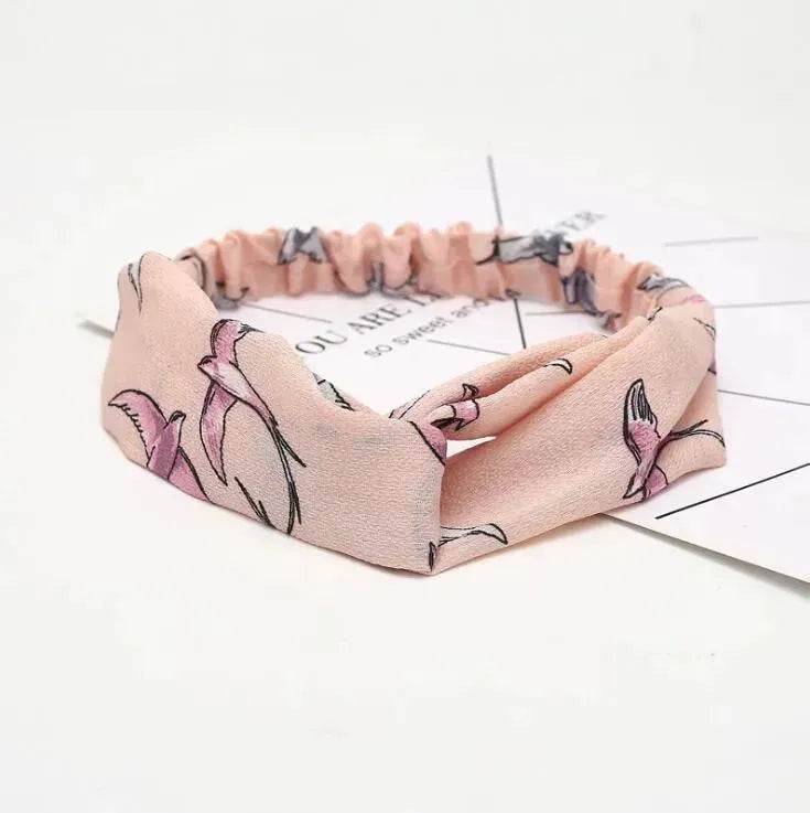 Bandeau croisé à nœud pour femme style rétro, imprimé floral