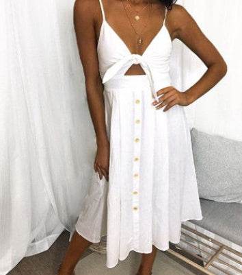 Women Summer cocktail dresses Spaghetti strap Midi Vacation Resort Sundress