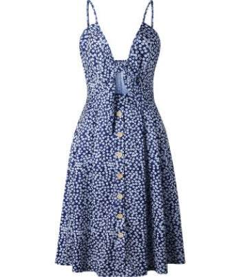Women Summer cocktail dresses Spaghetti strap Midi Vacation Resort Sundress
