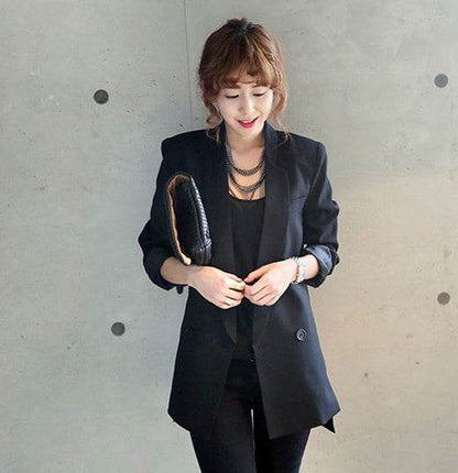 Veste et blazer longs noirs solides pour femmes Col cranté asymétrique Chic Dames Blazers feminino