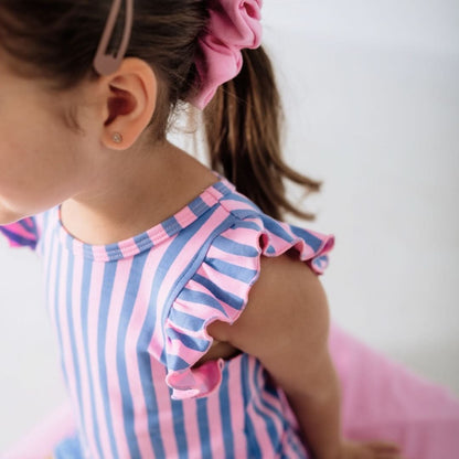 Kids' Bamboo Ruffle Shoulder Tank | Parlour Stripe