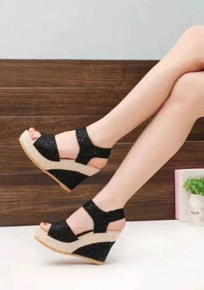 Platform High Wedge Sandals Plain Work sandals for women