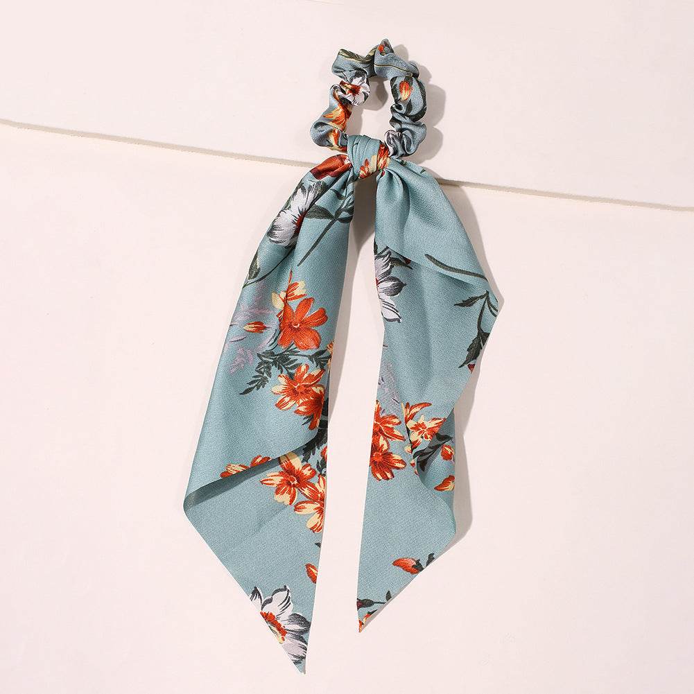 Cute Hair Silk Bow Scrunchie Vintage Satin Scarf Scrunchie