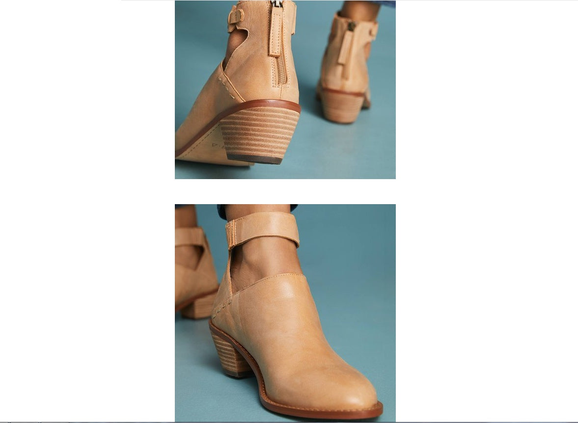 Women’s Leather Ankle Boots – Cut-Out Buckle Strap Booties with Back Zipper