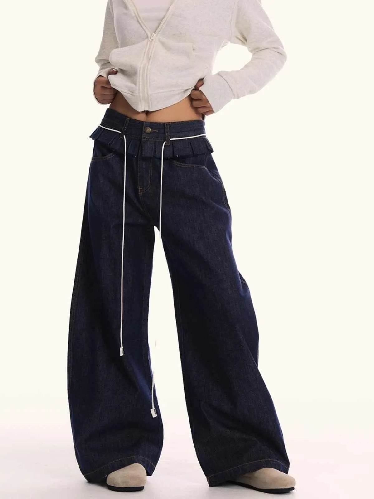 Pantalon jean ample à taille lâche pour hommes et femmes