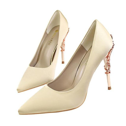 Women's Elegant High Heel Dress Shoes – Wedding Party Pumps with Luxury Metallic Design