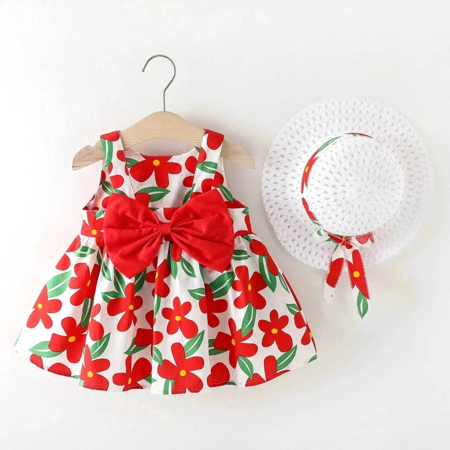 Casual Newborn Baby girl Printed Bow Princess Dress