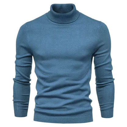 Men's Plain Slim Pullover Polo Sweatshirt Turtleneck Sweater Winter Casual Tops Men