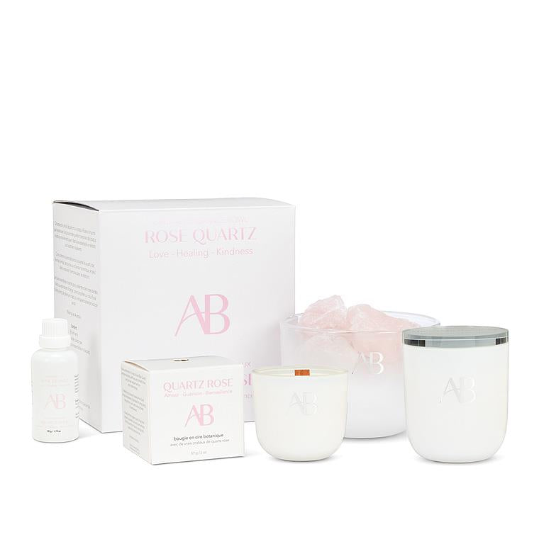 Coupe parfumée en cristal de quartz rose avec senteur Bois de Santal et Amour Nourrissant par Aromabotanical