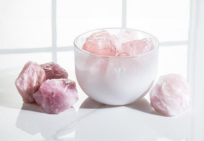 Coupe parfumée en cristal de quartz rose avec senteur Bois de Santal et Amour Nourrissant par Aromabotanical
