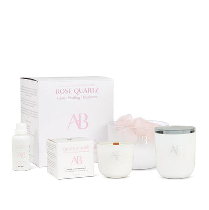Coupe parfumée en cristal de quartz rose avec senteur Bois de Santal et Amour Nourrissant par Aromabotanical