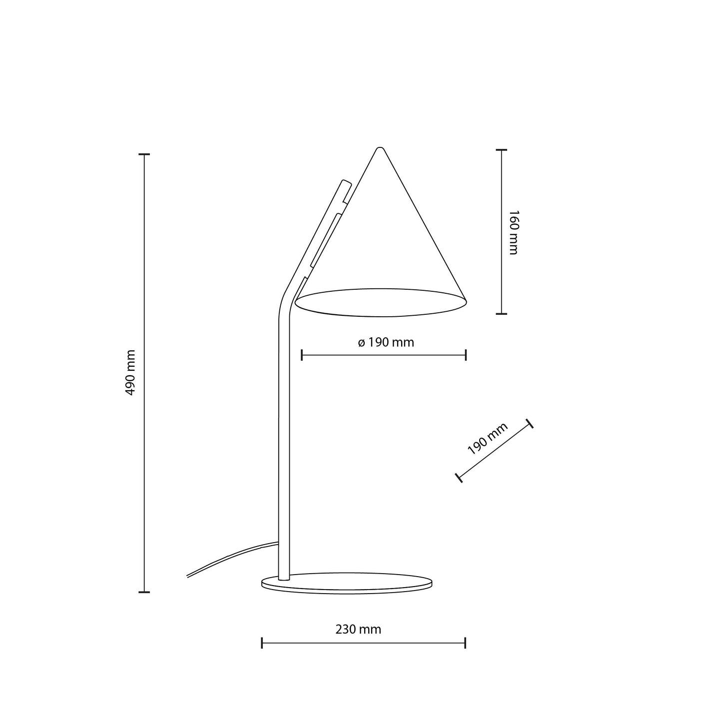 CONO Black Modern Minimalist Night Lamp