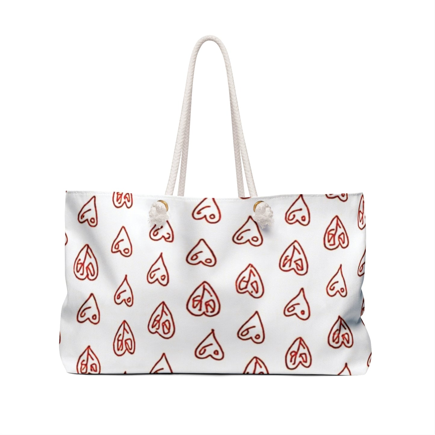 Hand drawn Red Hearts Weekender Bag | Valentine Pattern Tote| Large Tote Bag| Busy mom bag| Gift for mom| Beach Tote Bag