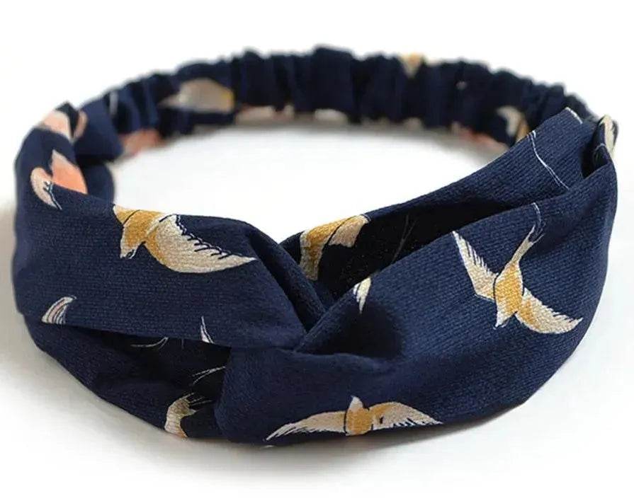 Bandeau croisé à nœud pour femme style rétro, imprimé floral