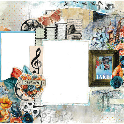 3Quarter Designs Cerulean Score 12x12 Design Paper & Diecuts Set