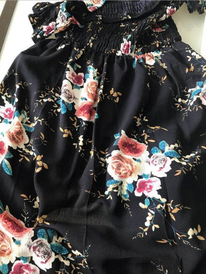 Elegant Ladies Summer Boho Vacation Resort Slit Maxi dress off shoulder Long floral Beach summer slit dress