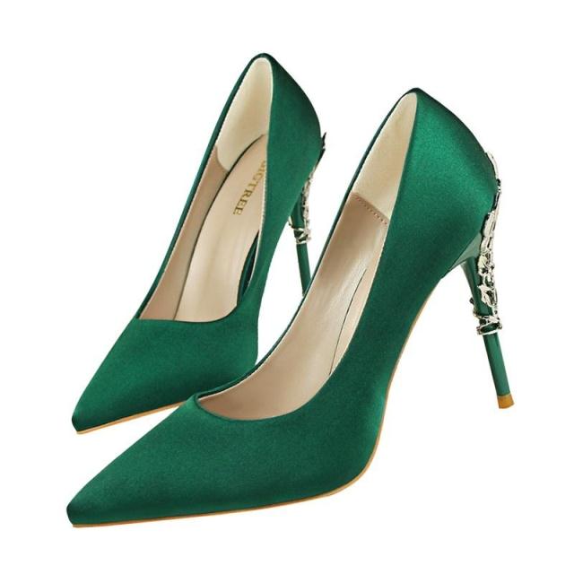 Women's Elegant High Heel Dress Shoes – Wedding Party Pumps with Luxury Metallic Design