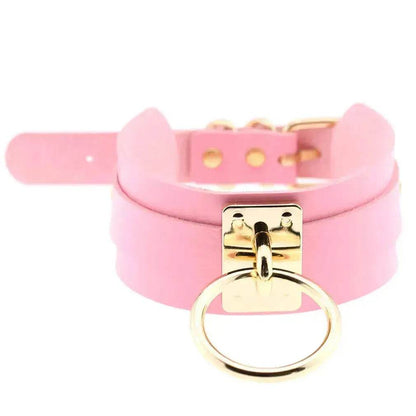 Gothic Punk Wide PU Leather O Ring BDSM Collar Choker Necklace Women Bondage Collar