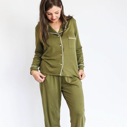 Ladies’ Bamboo Long Sleeve Button-Up Lounge Set | Antique Floral