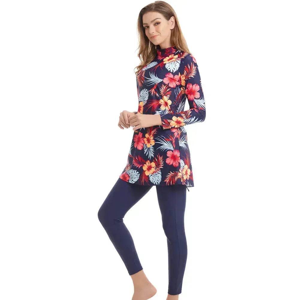 Maillots de bain modestes pour femmes ArabSwimwear, à manches longues, patchwork, hijab, maillot de bain sportif, burkinis musulmans, vêtements de bain